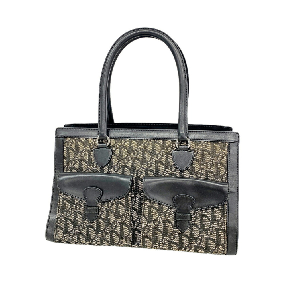 Christian Dior Bag/Tote Bag, Trotter Canvas, Black/Beige, Women's